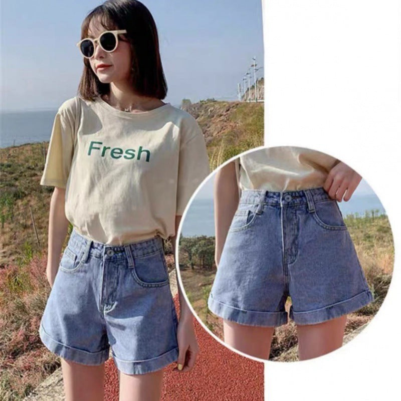Womens Loose Black Slim Denim Shorts